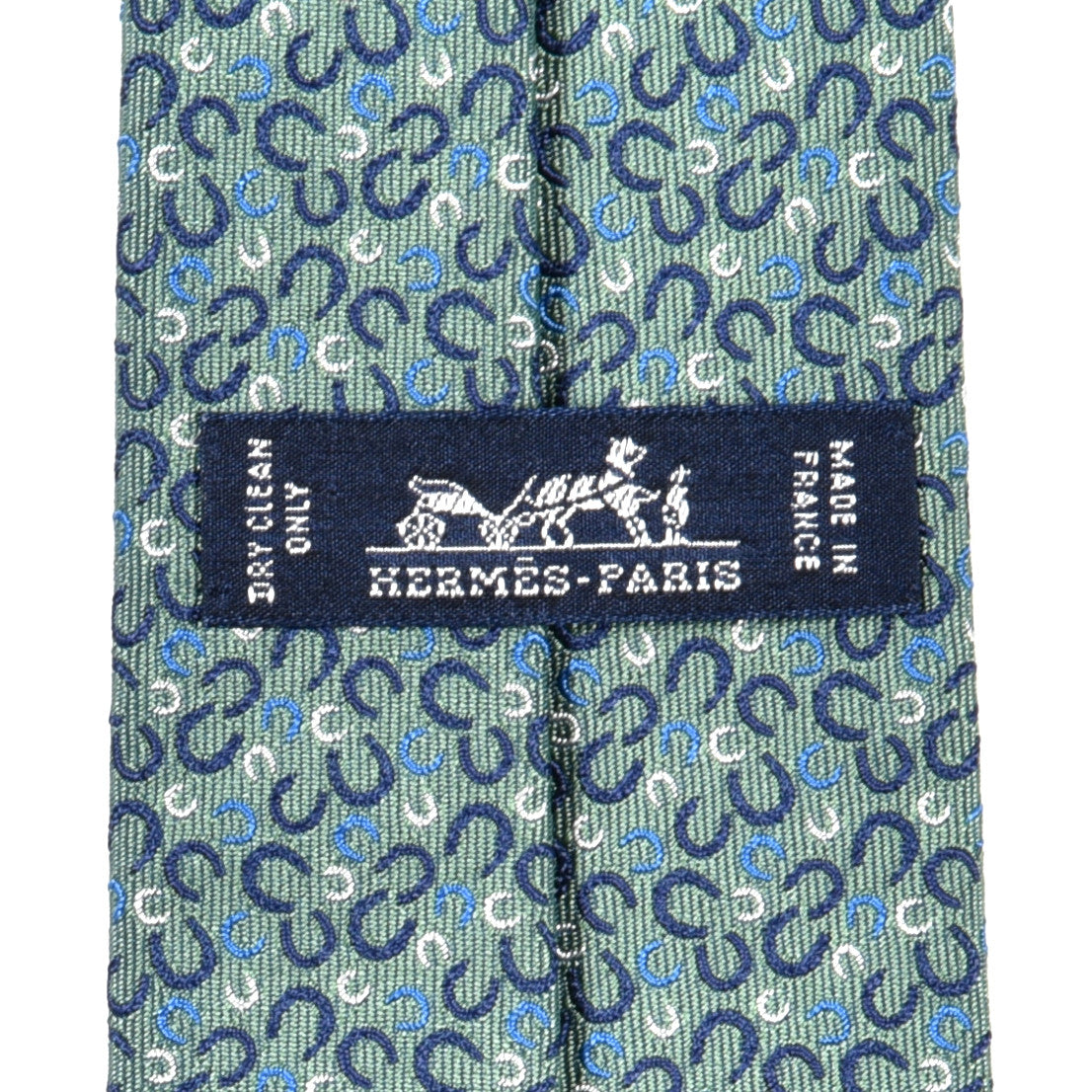 Hermes Silk 7 Galop En Vrac Mens Neck Tie Vert Amande Marine Azur 7 of 7