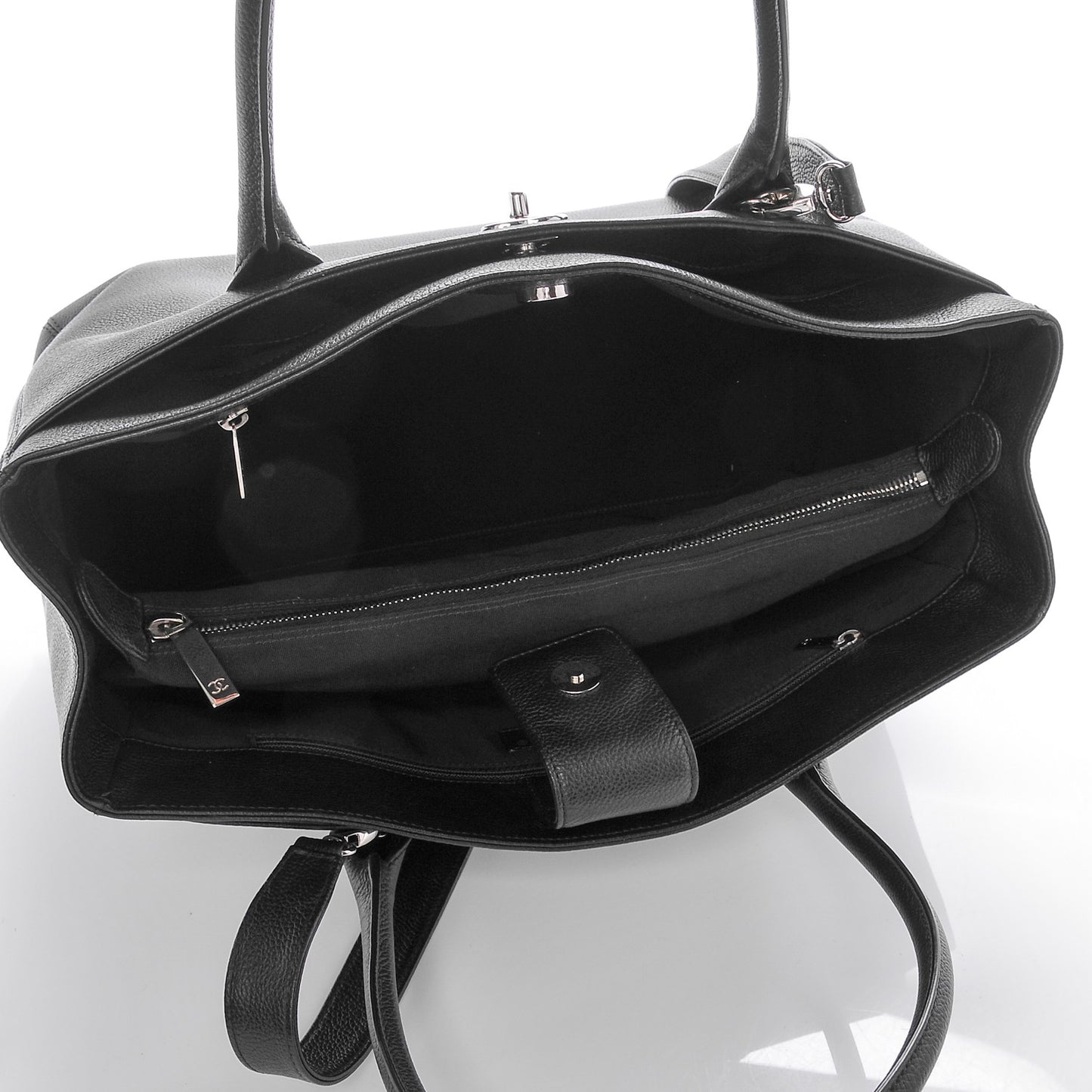 Calfskin Cerf Executive Shopper Tote Black