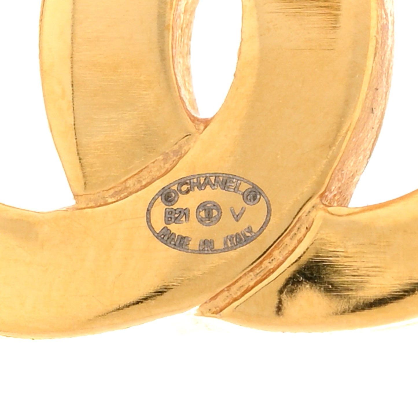 Metal CC Paris Button Stud Earrings Gold