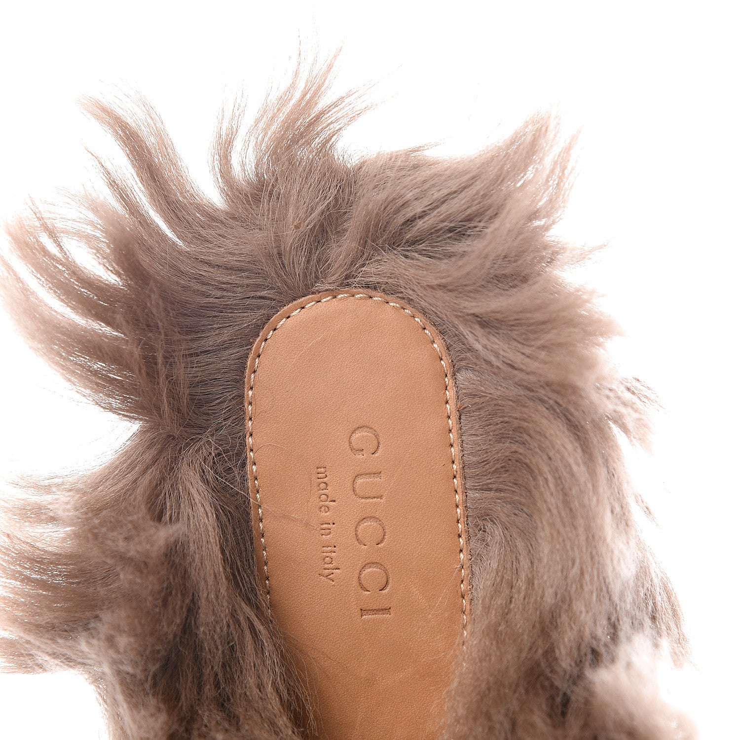 Gucci GG Monogram Fur Womens Princetown Slippers 38 Beige Ruggine Rust 8 of 9
