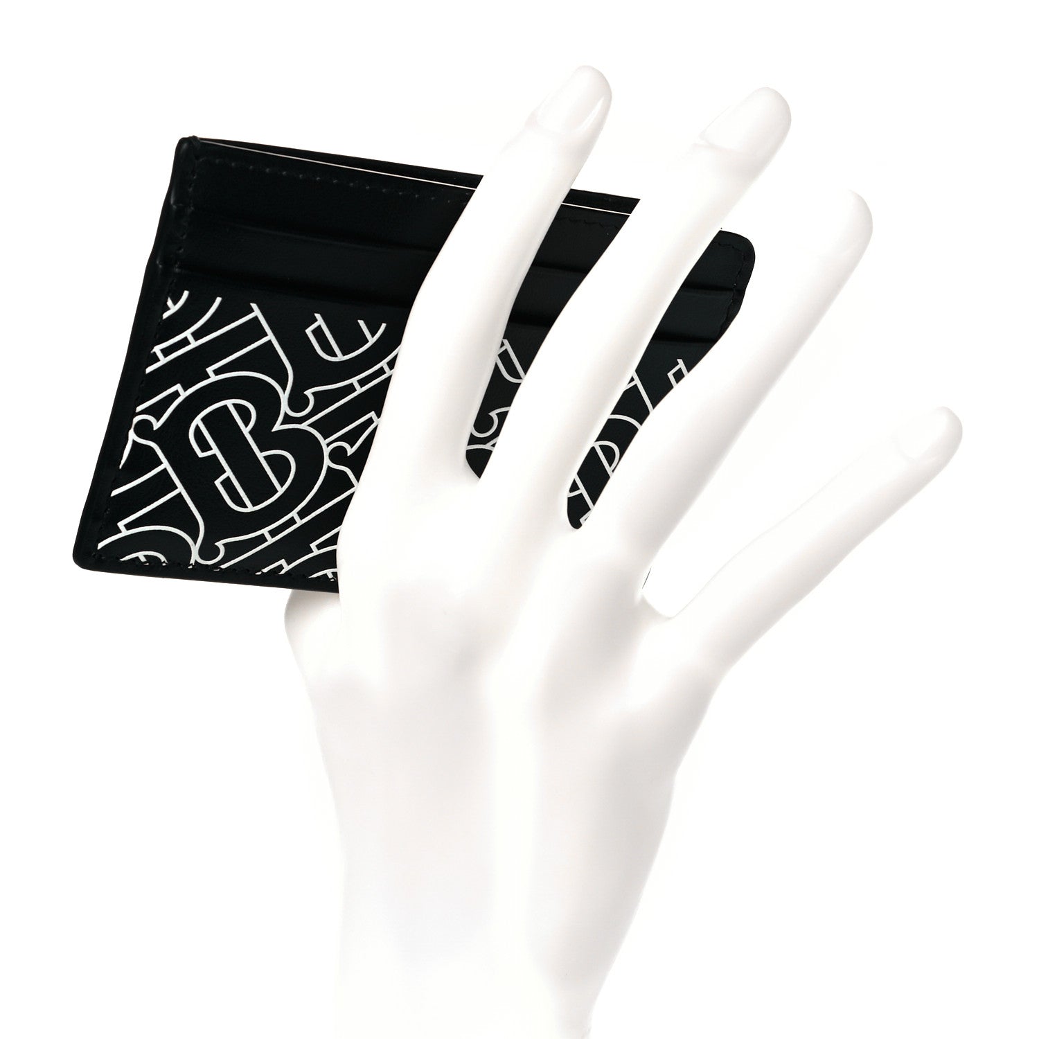 Burberry Calfskin Embossed Monogram Card Case Black White 2 of 7