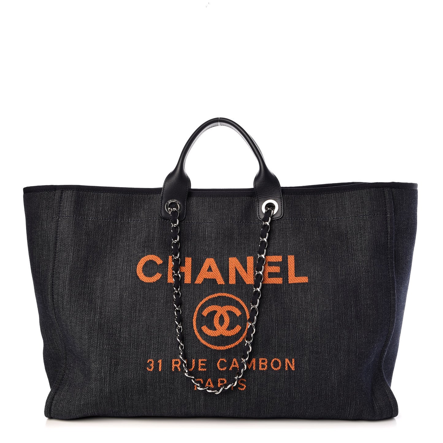 Canvas Large Deauville Tote Blue Orange