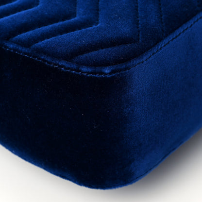 Gucci Velvet Matelasse Medium GG Marmont Shoulder Bag Cobalt Blue 11 of 13