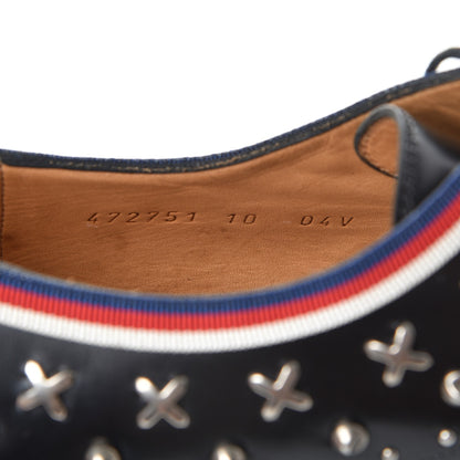 Gucci Mens Calfskin Studded Lace Up Loafers 10 Black 10 of 13