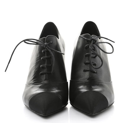Chanel Lambskin Grosgrain Pearl Oxford Lace Up Ankle Booties 35.5 Black 2 of 10
