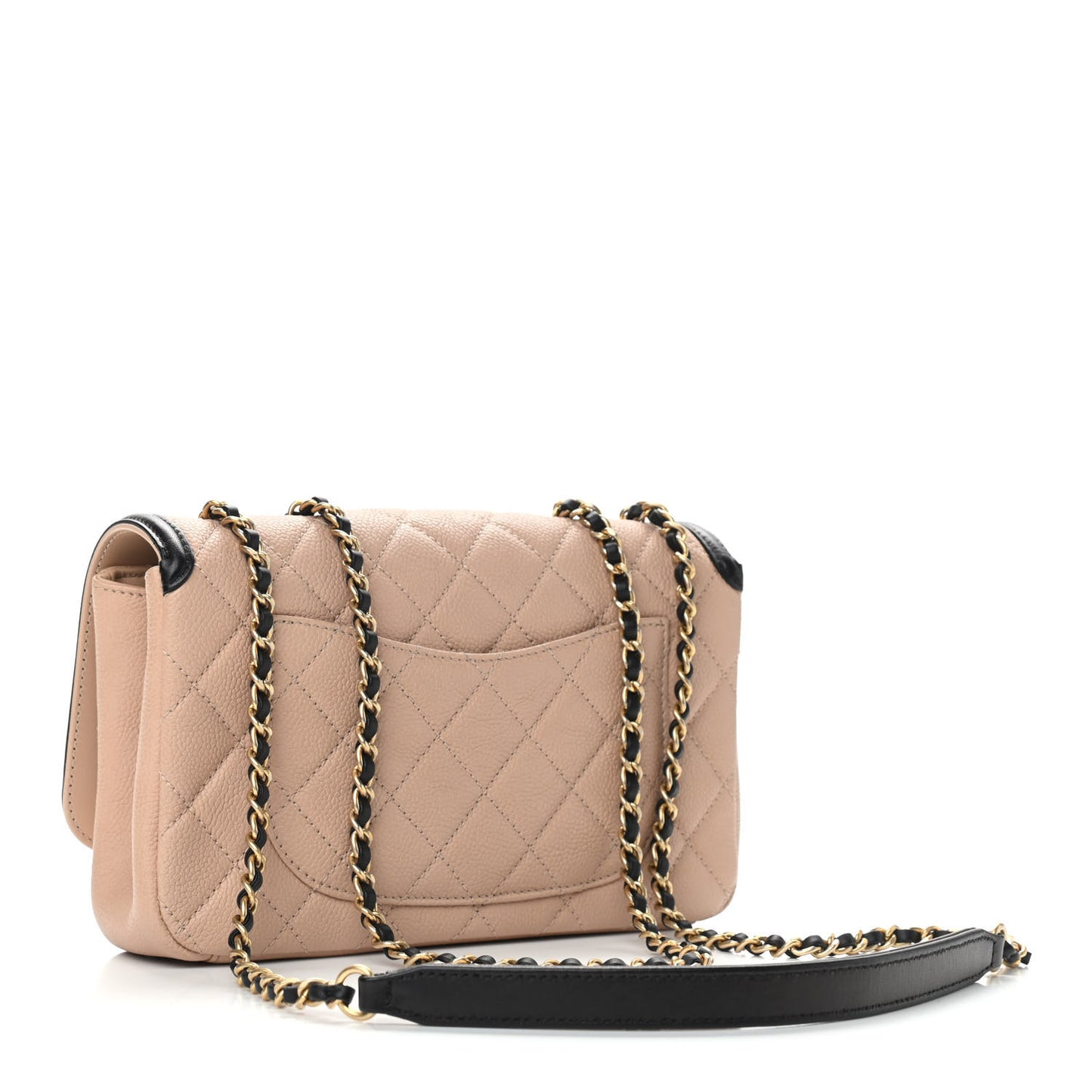 Caviar Quilted Small CC Filigree Flap Beige Black