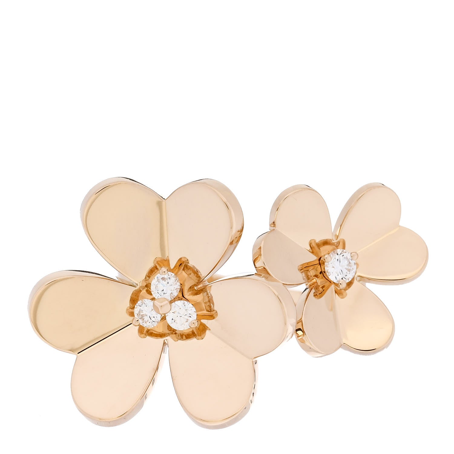 Van Cleef & Arpels 18K Yellow Gold Diamond Frivole Between The Finger Ring 53 6.5 1 of 5