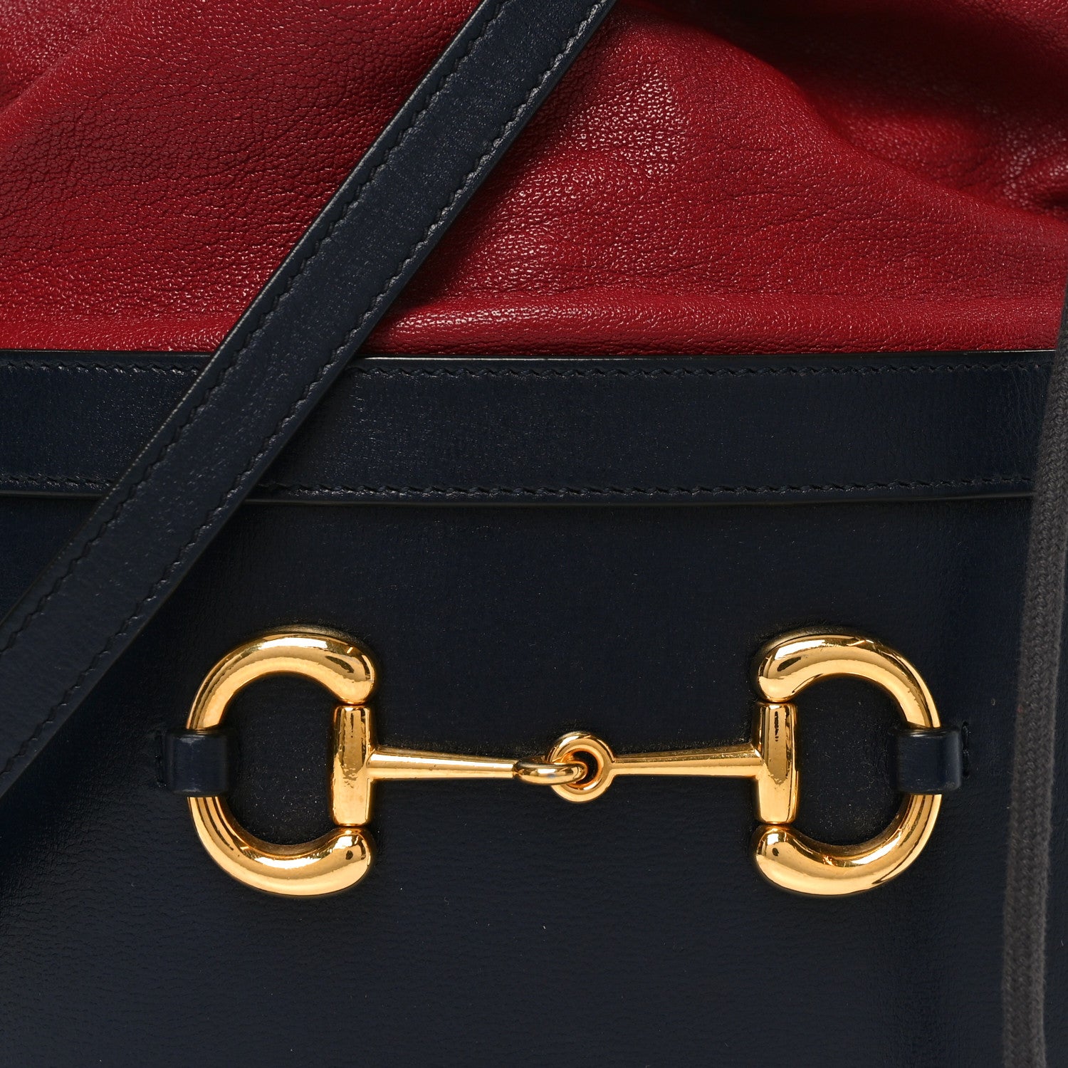 Gucci Azalea Sakai Be Green Calfskin Horsebit 1955 Drawstring Bucket Bag Blue New Cherry Red 8 of 11