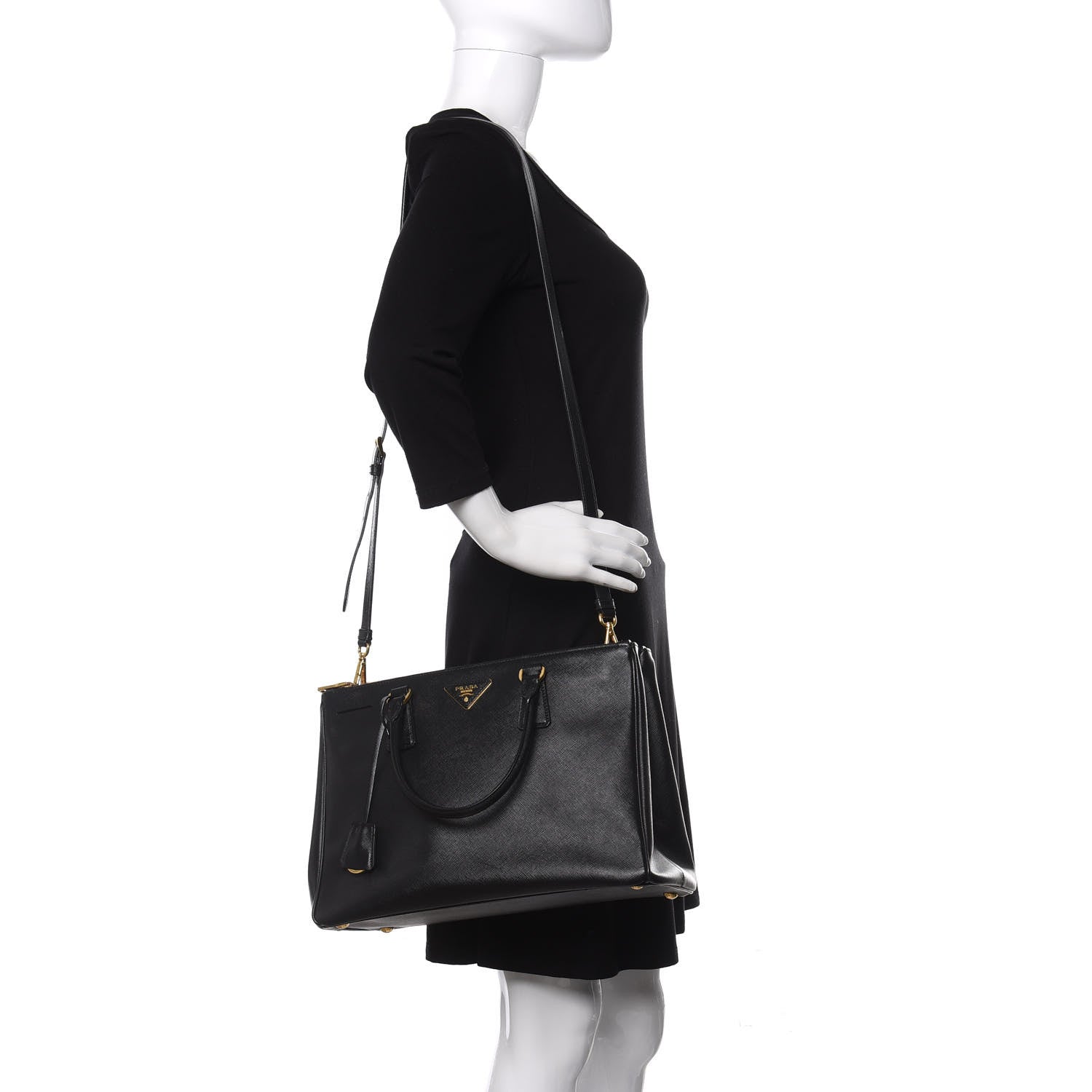 Prada Saffiano Medium Galleria Double Zip Tote Black 2 of 10