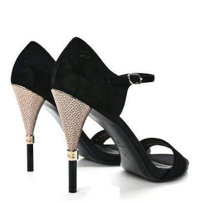 Chanel Suede Calfskin CC Sandals 39 Black 4 of 7