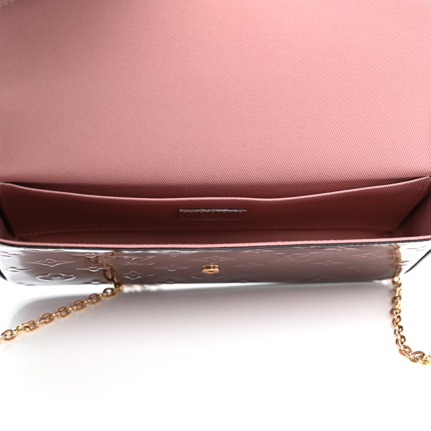 Louis Vuitton Vernis Pochette Felicie Chain Wallet Metallic Pale Pink 5 of 13