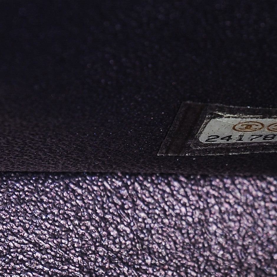Iridescent Lambskin Quilted Mini Square Flap Dark Purple