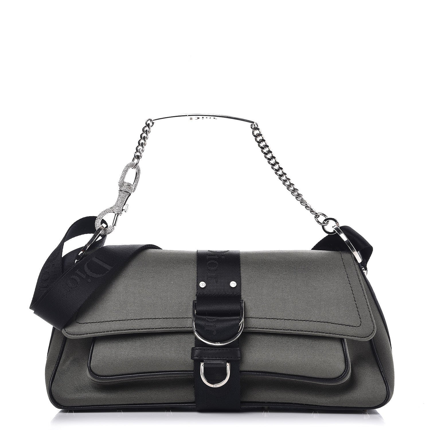 Christian Dior Silk Jersey Crystal Hardcore Bag Grey Black 1 of 8