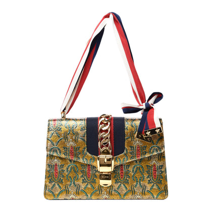 Gucci Iridescent Brocade Small Sylvie Shoulder Bag Gold 1 of 10