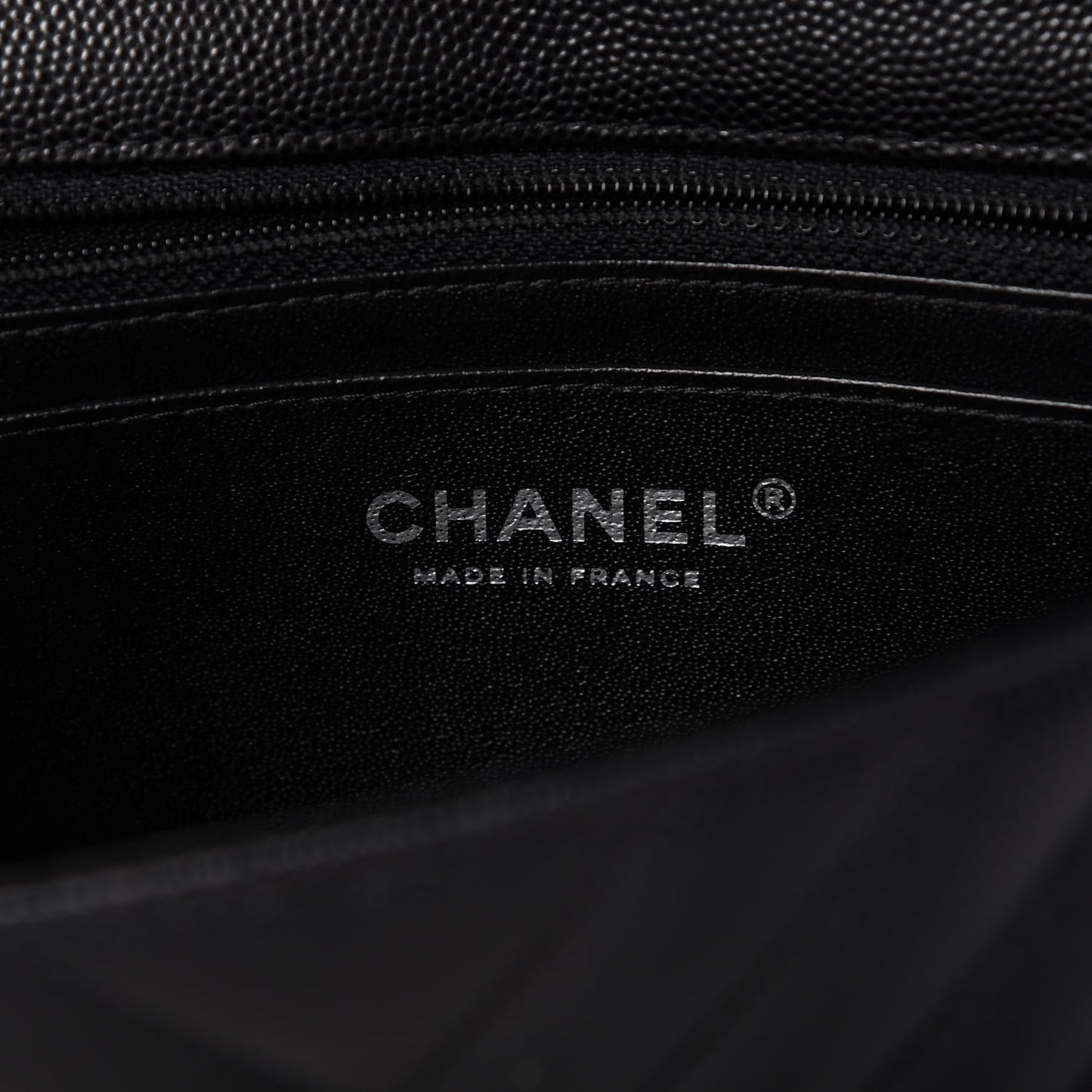 Caviar Chevron Quilted Mini Rectangular Flap Black