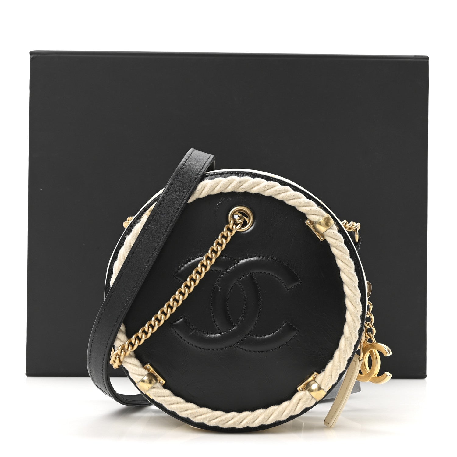 Chanel Crumpled Calfskin Cotton Small En Vogue Round Bag Black 11 of 11