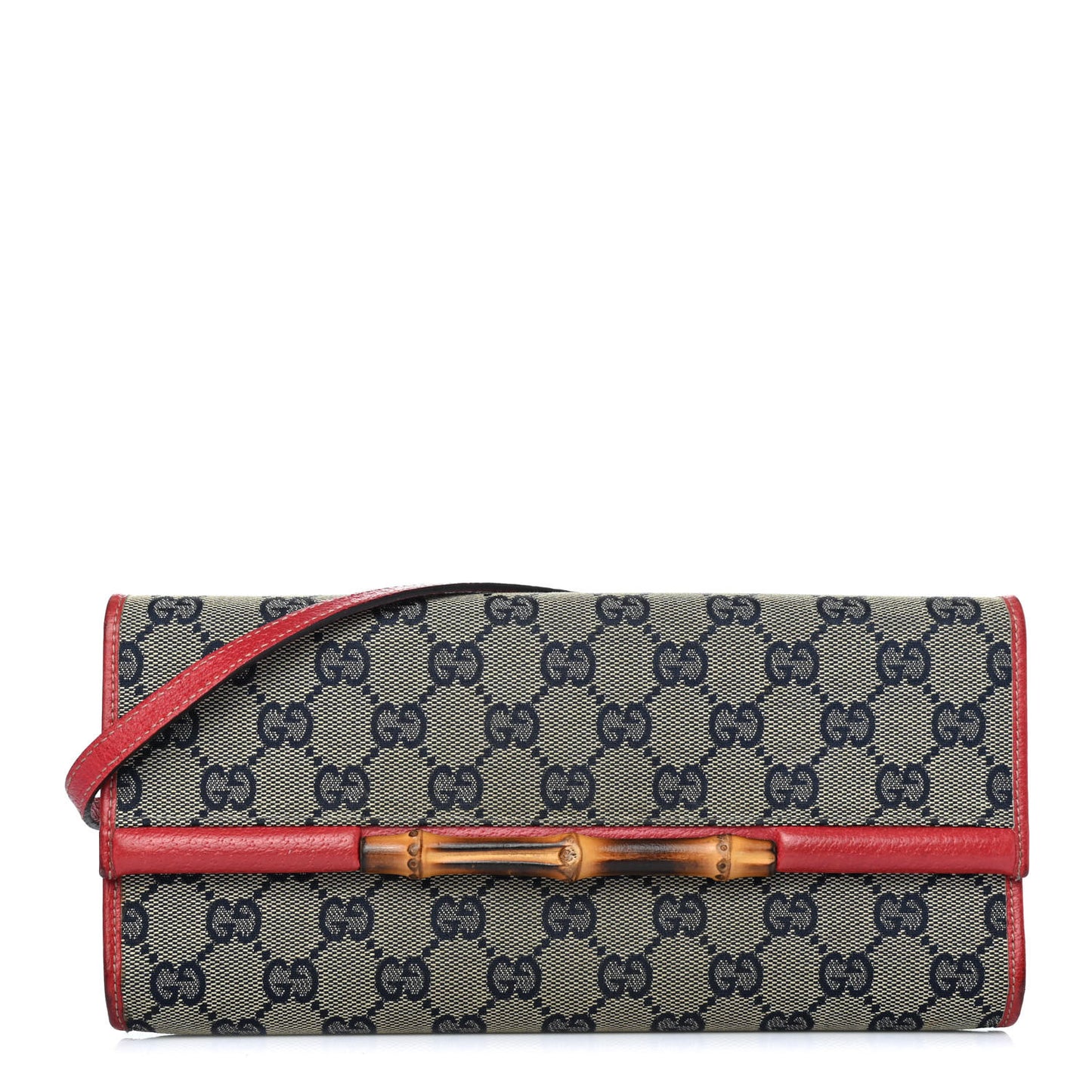 Monogram Bamboo Bar Clutch Navy Red