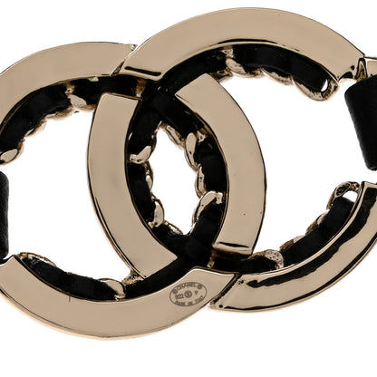 Chanel Metal Lambskin CC Chain Tie Headband Gold Black 4 of 4