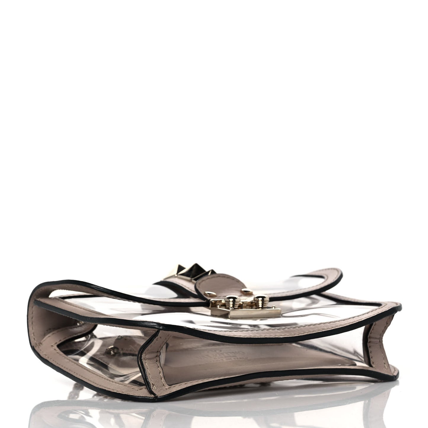 PVC Nappa Naked Small Glam Lock Rockstud Flap Poudre