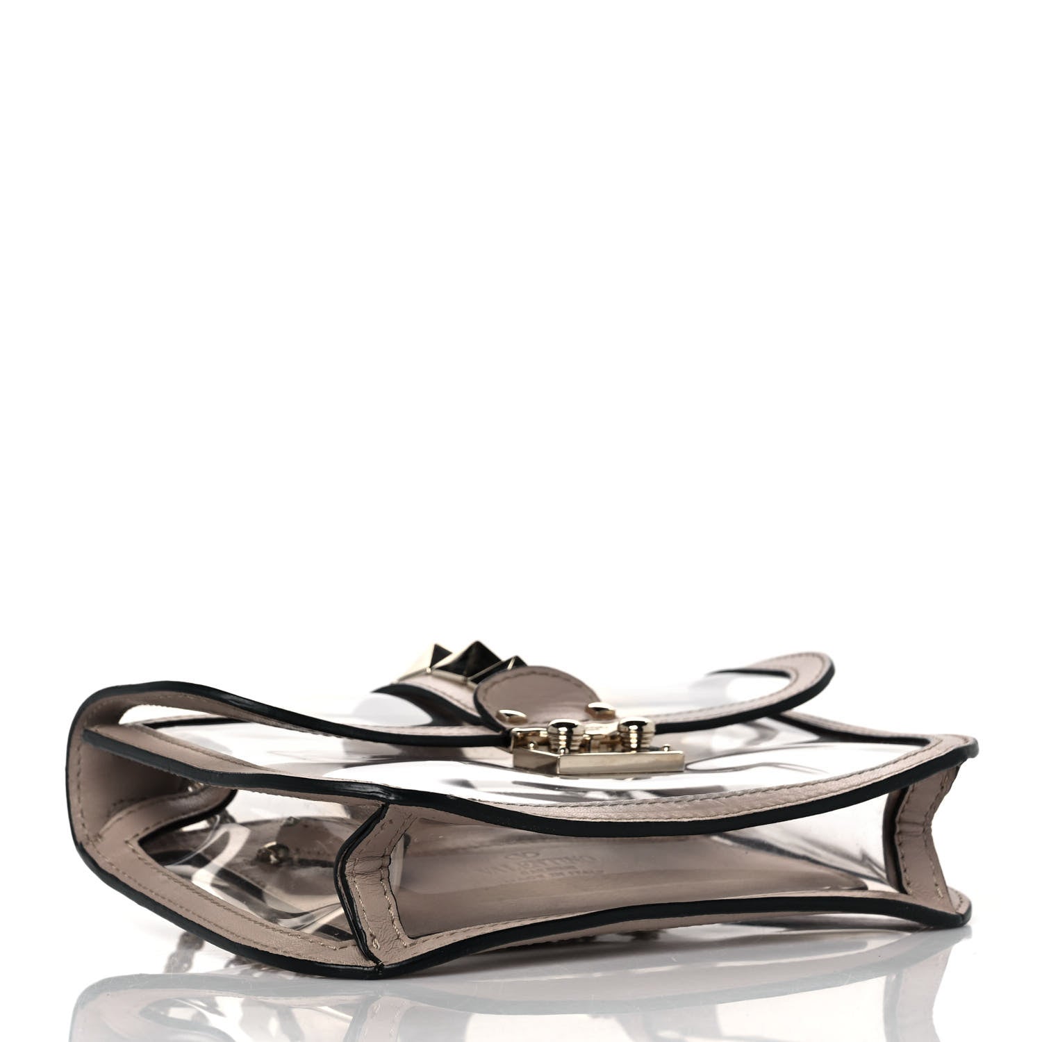 Valentino Garavani PVC Nappa Naked Small Glam Lock Rockstud Flap Poudre 4 of 8