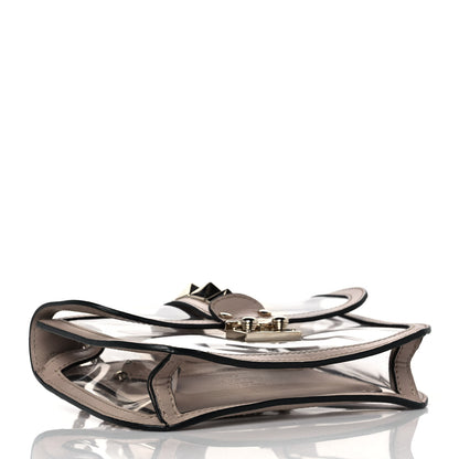 Valentino Garavani PVC Nappa Naked Small Glam Lock Rockstud Flap Poudre 4 of 8