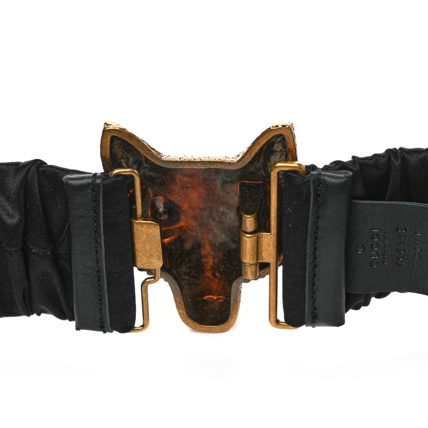 Satin Fox Head Buckle Belt Black 75 30