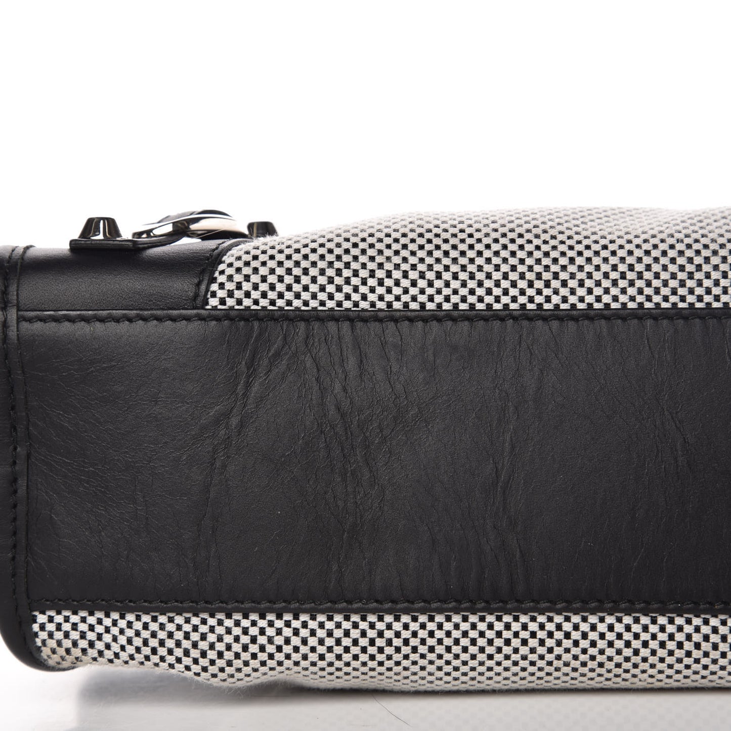 Calfskin Twill Classic Silver Hardware Mini City Black White