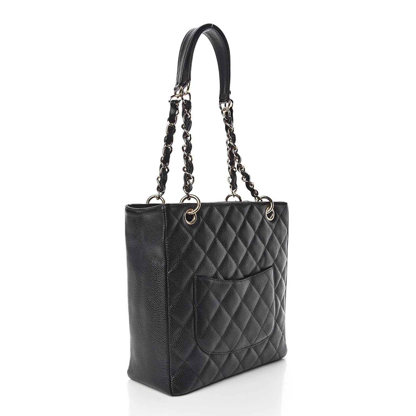 Caviar Quilted Petit Shopping Tote PST Black