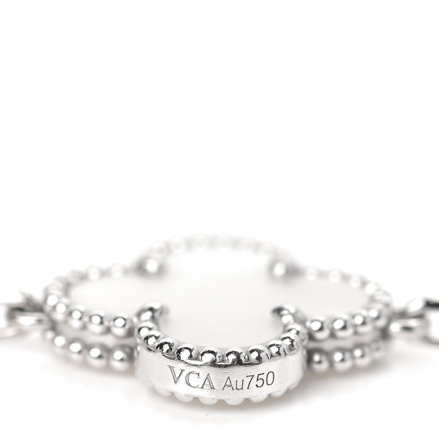 18K White Gold Mother of Pearl 5 Motifs Vintage Alhambra Bracelet