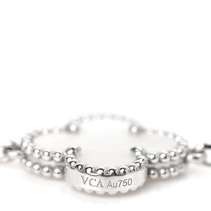 Van Cleef & Arpels 18K White Gold Mother of Pearl 5 Motifs Vintage Alhambra Bracelet 4 of 6