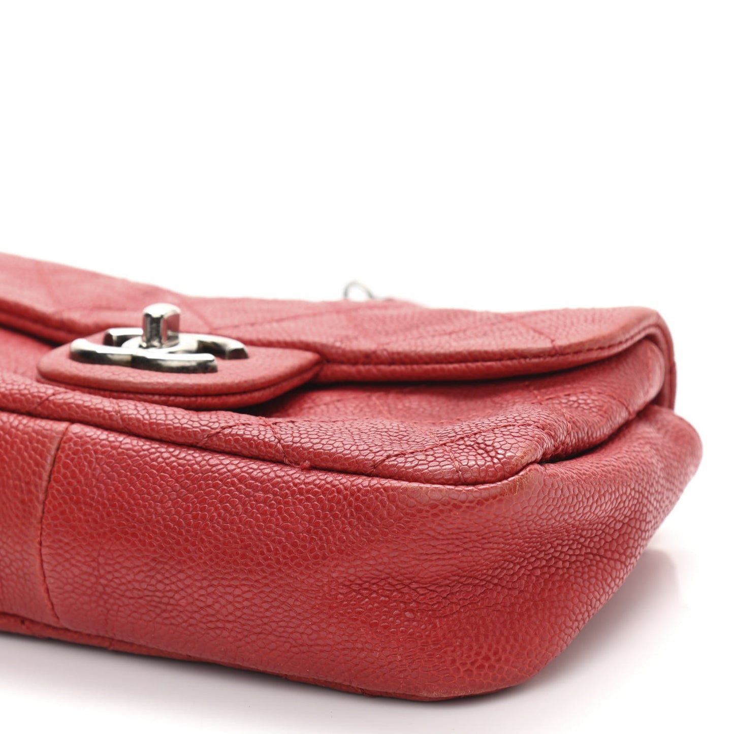 Caviar Quilted Mini Simply CC Flap Red