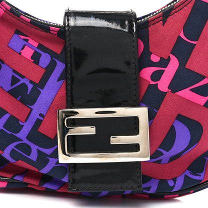 Fendi Nylon Patent Half Moon Baguette Black Multicolor 7 of 9