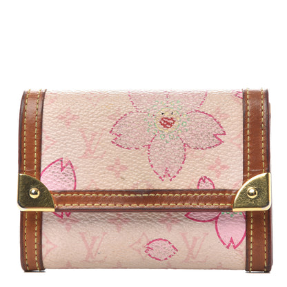 Louis Vuitton Monogram Cherry Blossom Porte-Monnaie Plat Coin Purse Pink 1 of 6