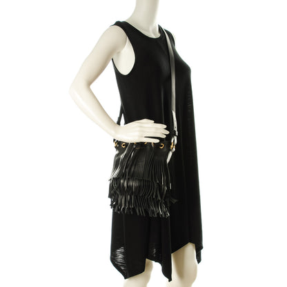 Saint Laurent Calfskin Small Emmanuelle Fringe Bucket Bag Black 2 of 7