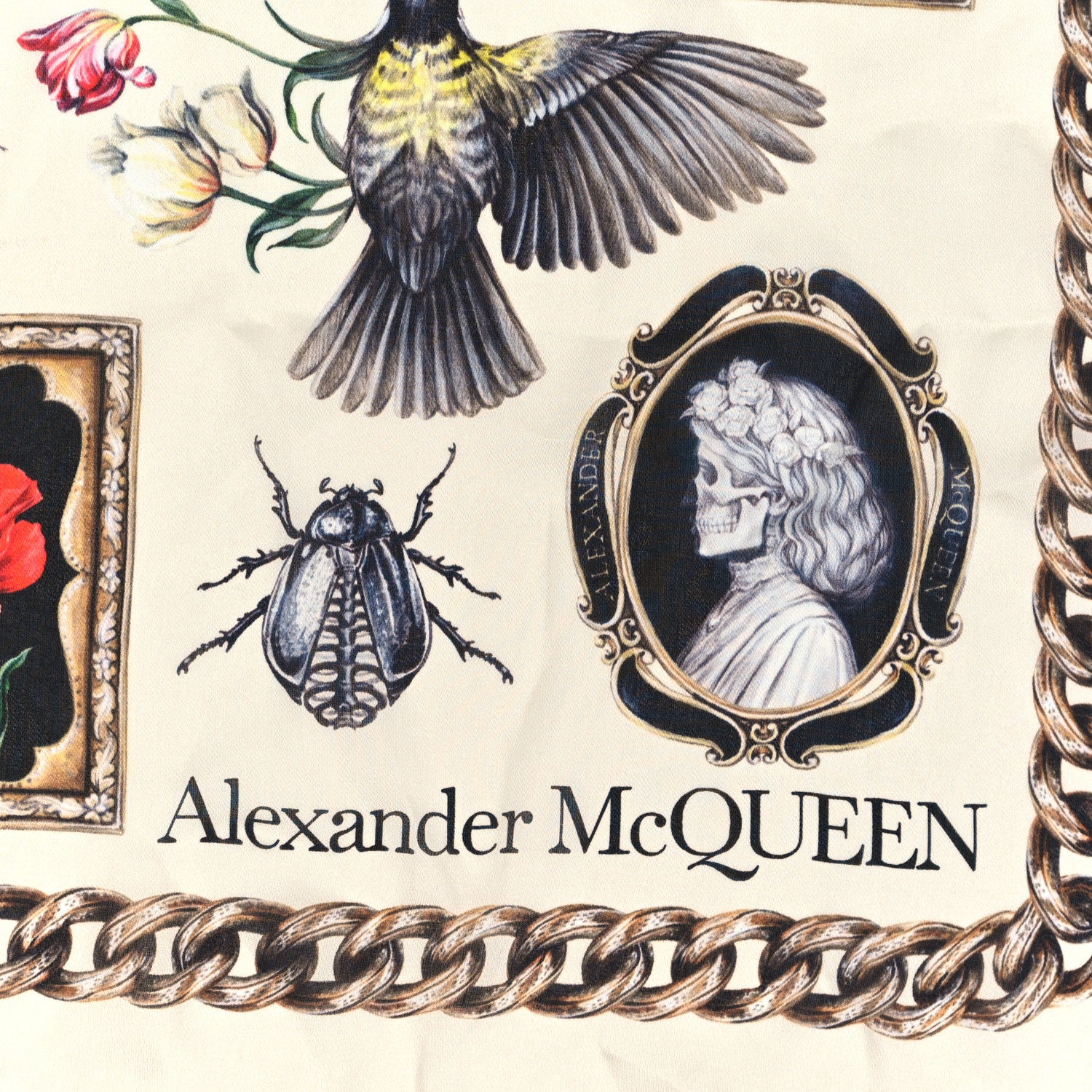 Alexander McQueen Silk Cameo and Curiosity Scarf Ivory 2 of 4
