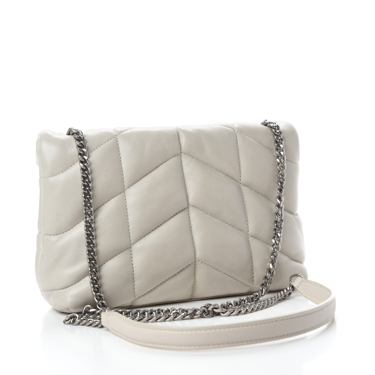 Saint Laurent Lambskin Quilted Toy Loulou Puffer Monogram Chain Satchel Crema Soft 3 of 13
