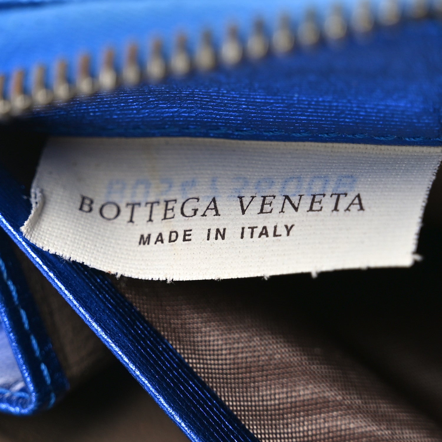 Bottega Veneta Metallic Grosgrain Intrecciato Zip Around Wallet Cobalt 7 of 10