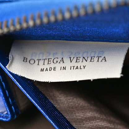Bottega Veneta Metallic Grosgrain Intrecciato Zip Around Wallet Cobalt 7 of 10