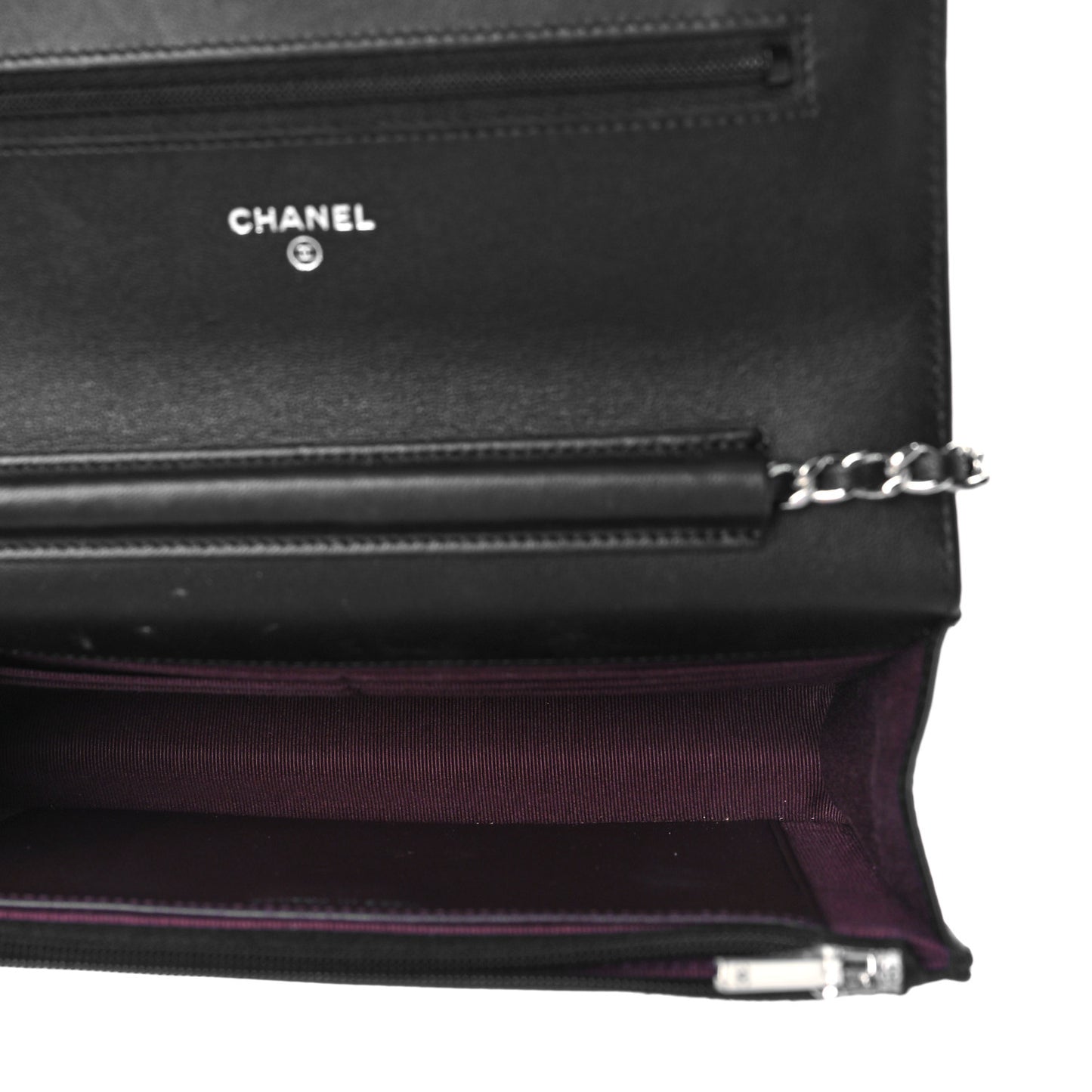 Lambskin Quilted Wallet On Chain WOC Black