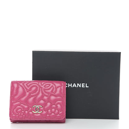 Chanel Lambskin Camellia Embossed Compact Wallet Fuchsia 8 of 8