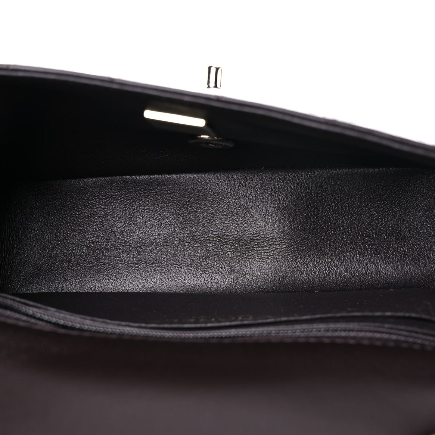 Lambskin Quilted Mini Rectangular Flap Dark Brown