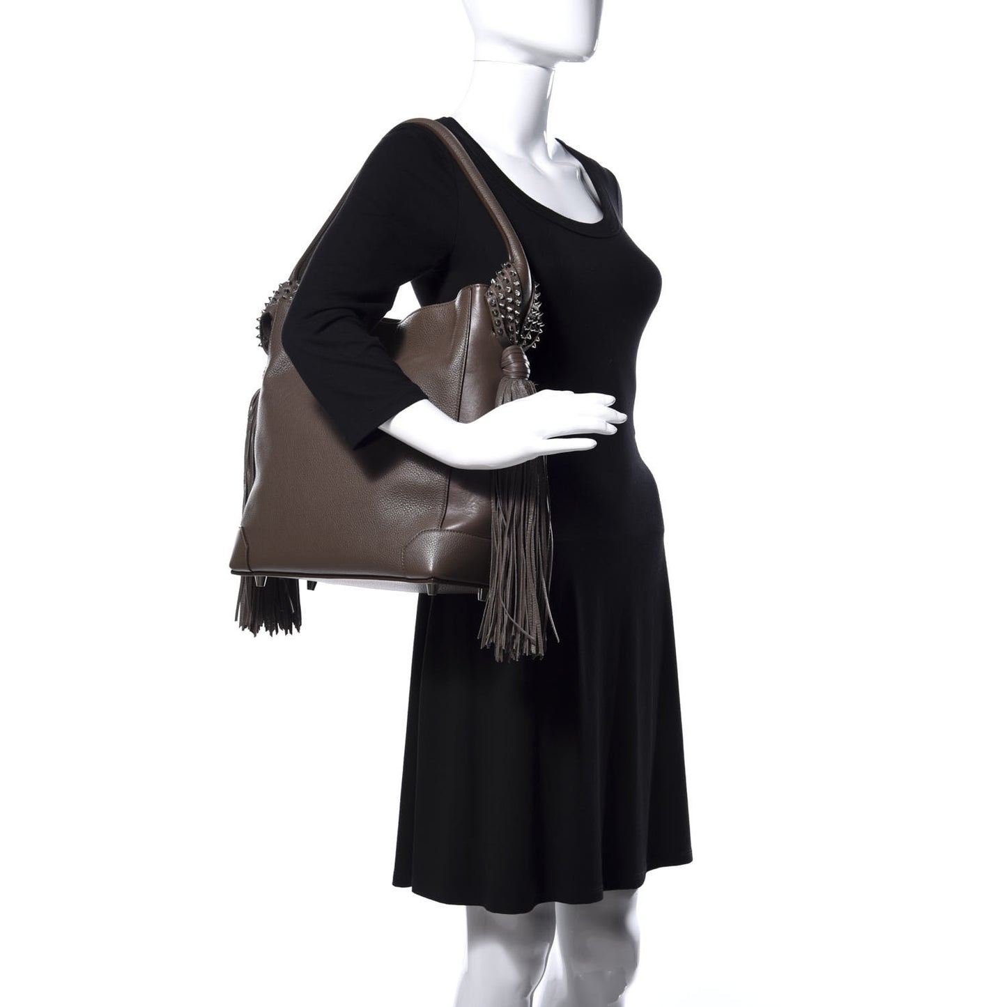 Empire Calf Spikes Fringe Eloise Hobo Grey