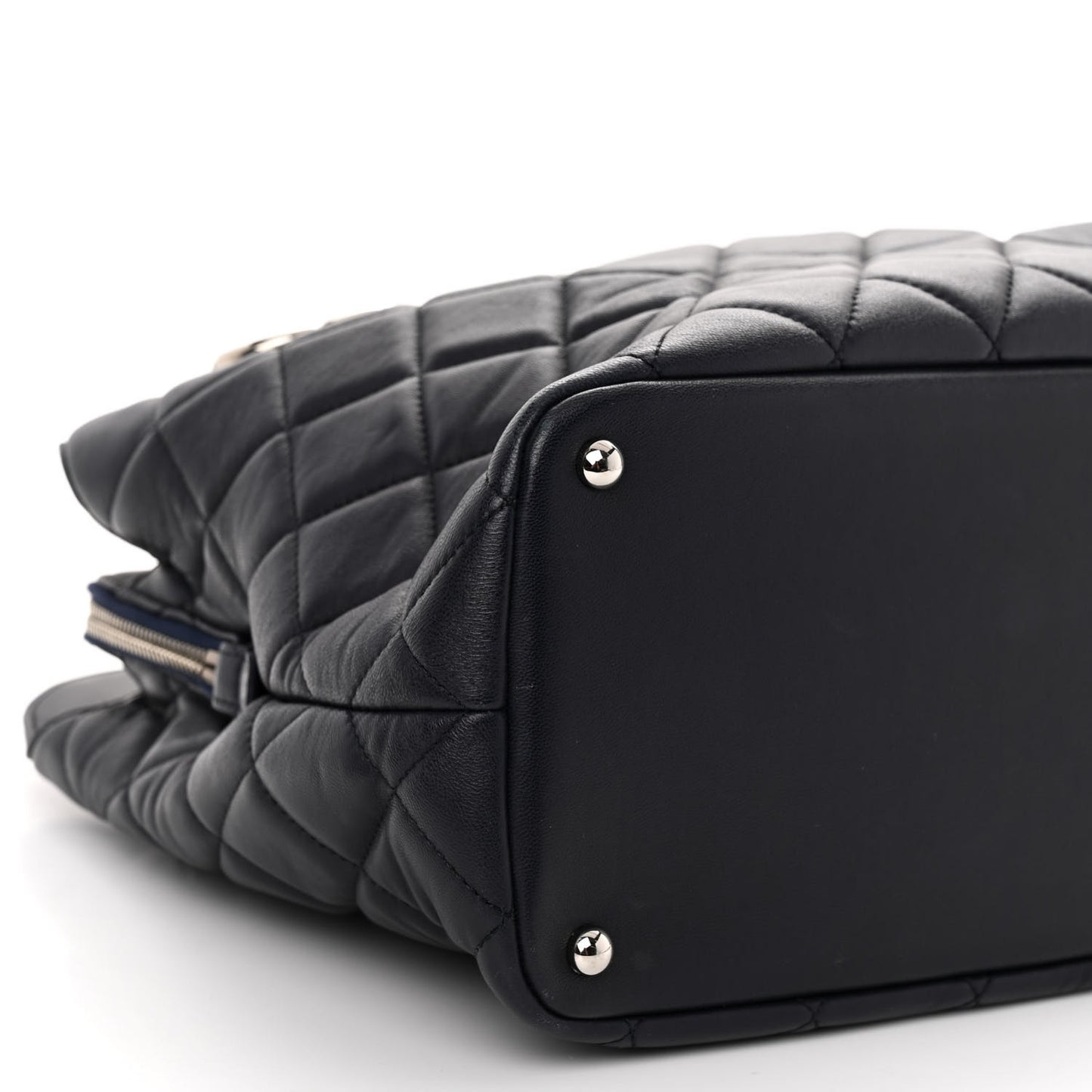 Lambskin Quilted Shoulder Bag Navy Blue