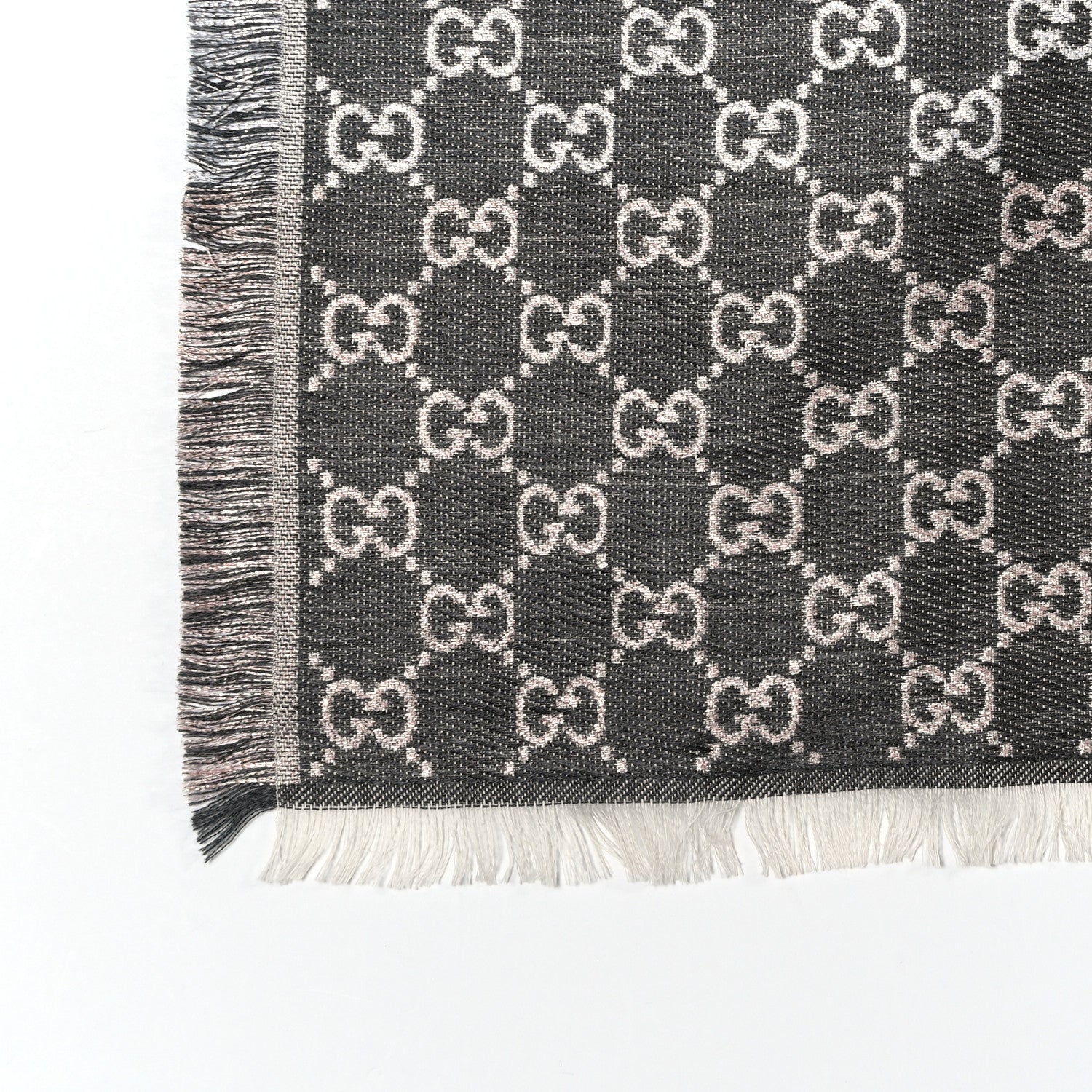 Gucci Viscose Cotton Silk Jacquard GG Monogram Shiny Summer Square Shawl Lead Multicolor 4 of 6