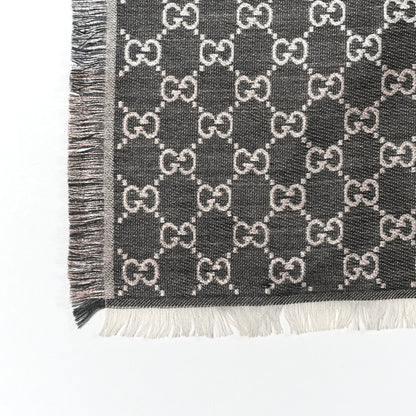 Gucci Viscose Cotton Silk Jacquard GG Monogram Shiny Summer Square Shawl Lead Multicolor 4 of 6
