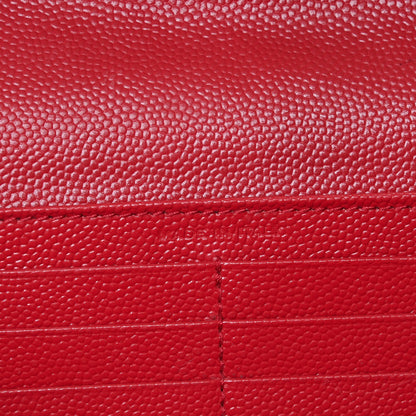 Saint Laurent Grain De Poudre Matelasse Chevron Monogram Wallet Lipstick Red 7 of 12
