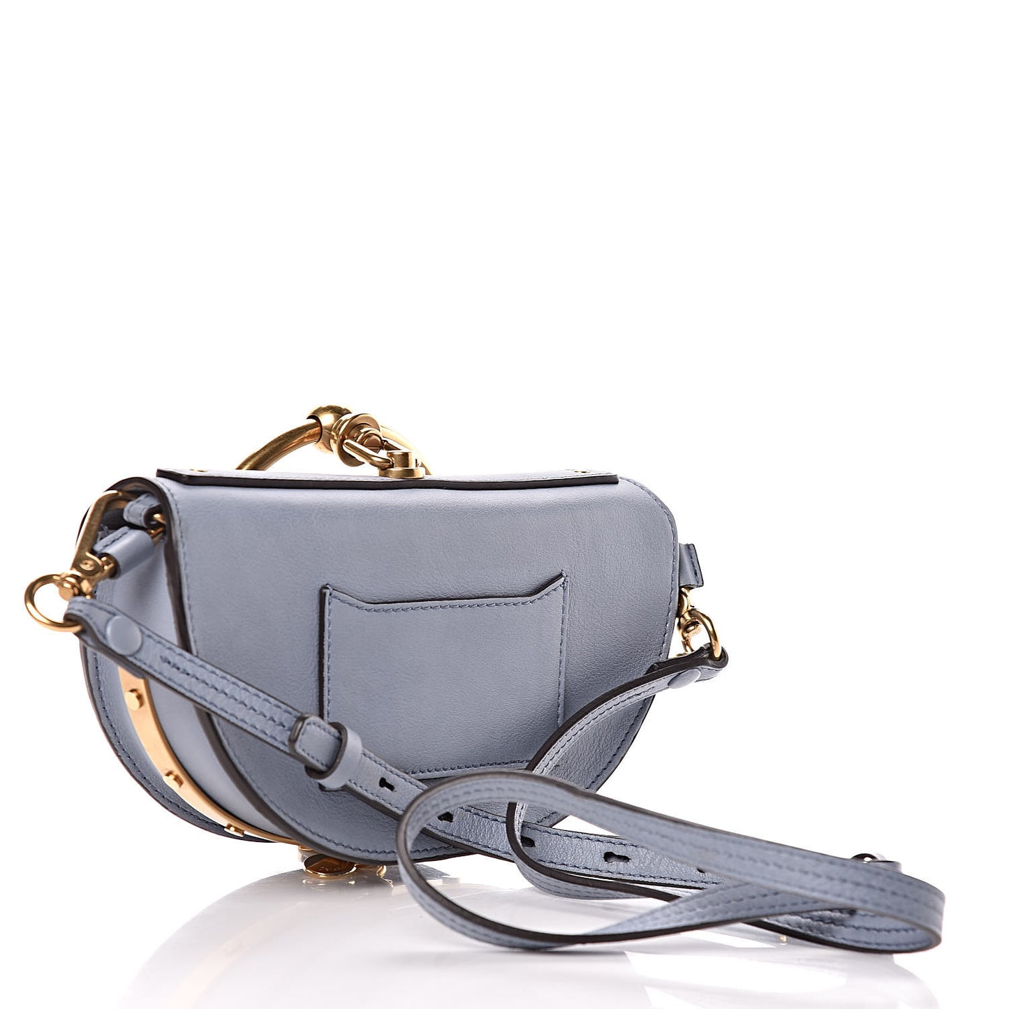 Calfskin Small Nile Bracelet Minaudiere Bag Washed Blue