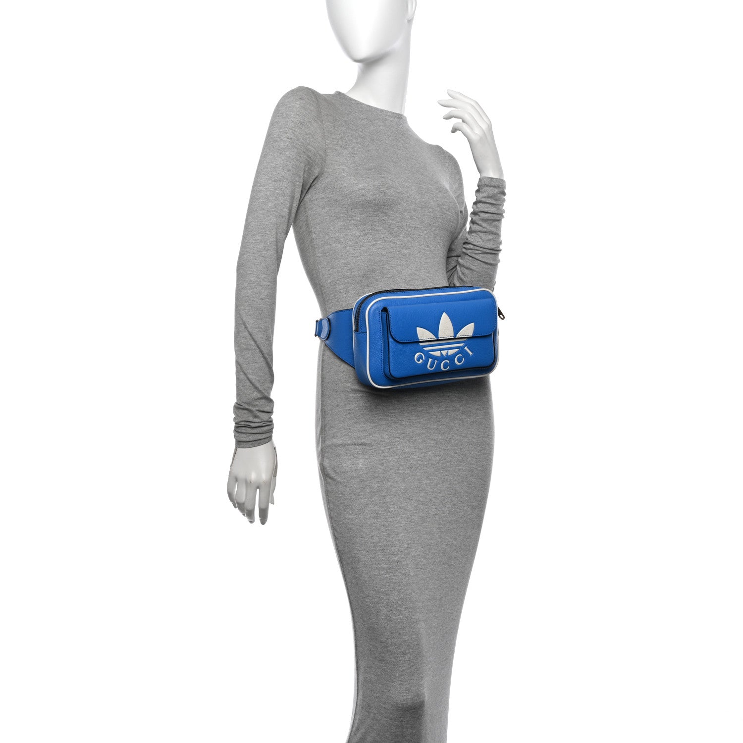 Gucci X ADIDAS Textured Dollar Calfskin Belt Bag Blue 2 of 10