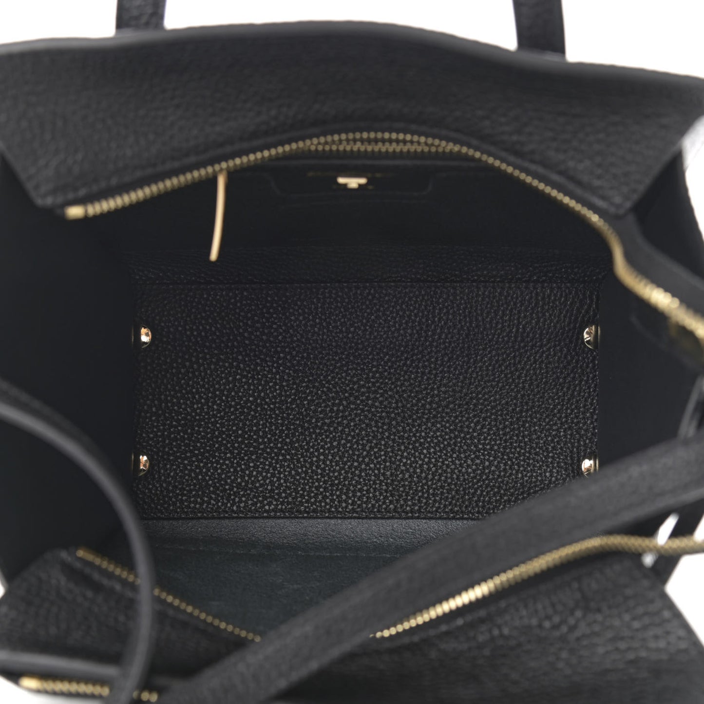 Hammered Calfskin Double Handle Small Amy Tote Black