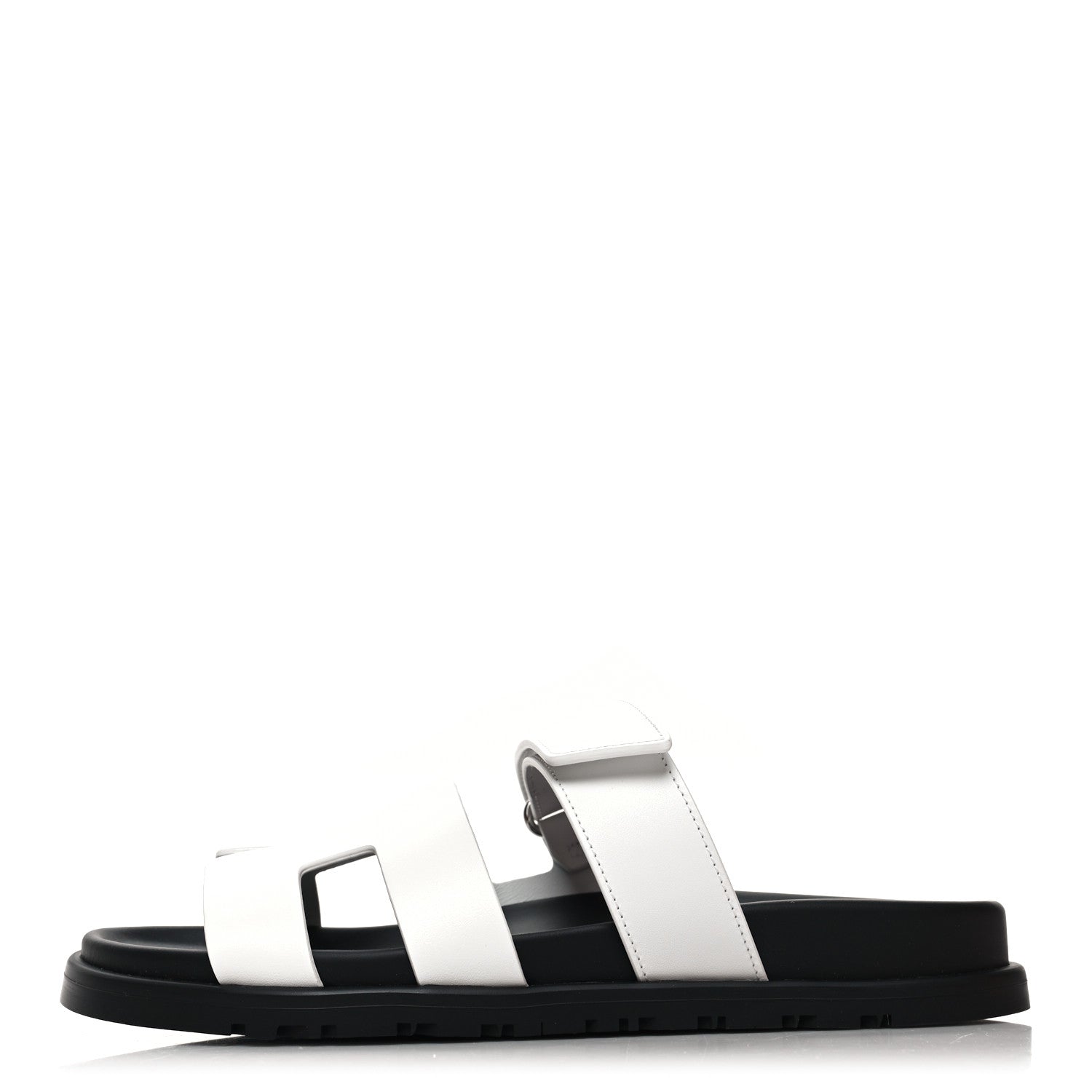 Hermes Calfskin Womens Chypre Sandals 37.5 White 1 of 9